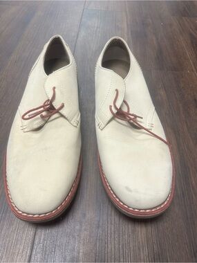 Original Penguin Cream Leather Derby with red Accents